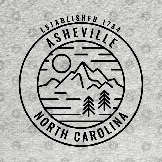 Vintage Asheville North Carolina Minimalist Outdoor by BackintheDayShirts